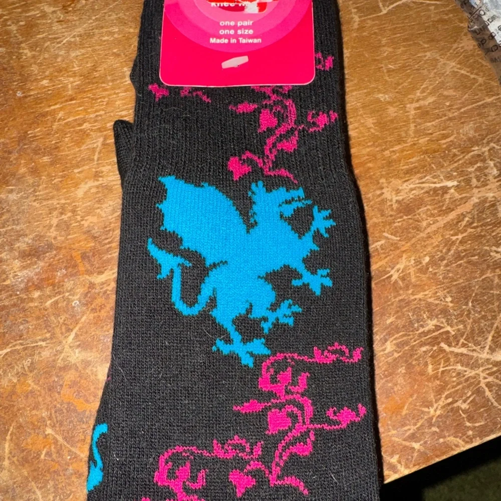 Xhilaration Black Socks with Blue and Pink Griffin Design